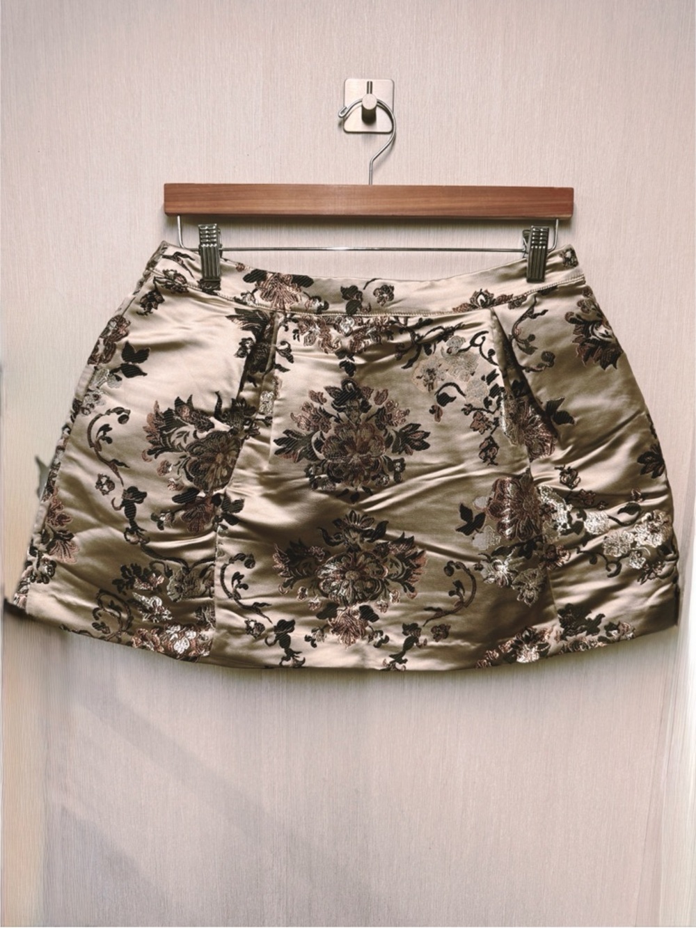 NWT Free People Benjamine Satin Miniskirt Champagne Combo, Size 8 - Picture 2 of 9